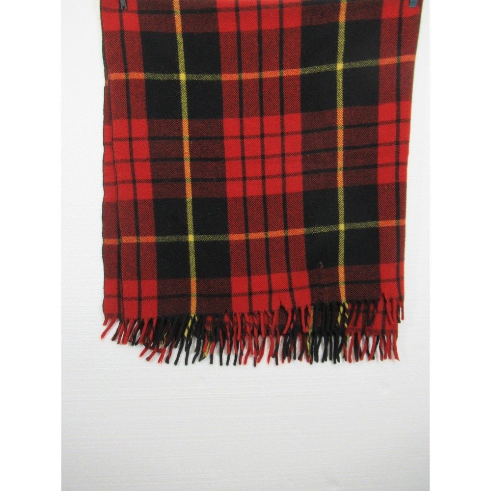 Vintage 50s Wool O' The West Red Plaid Throw Blanket 51X53 Camping Distressed
